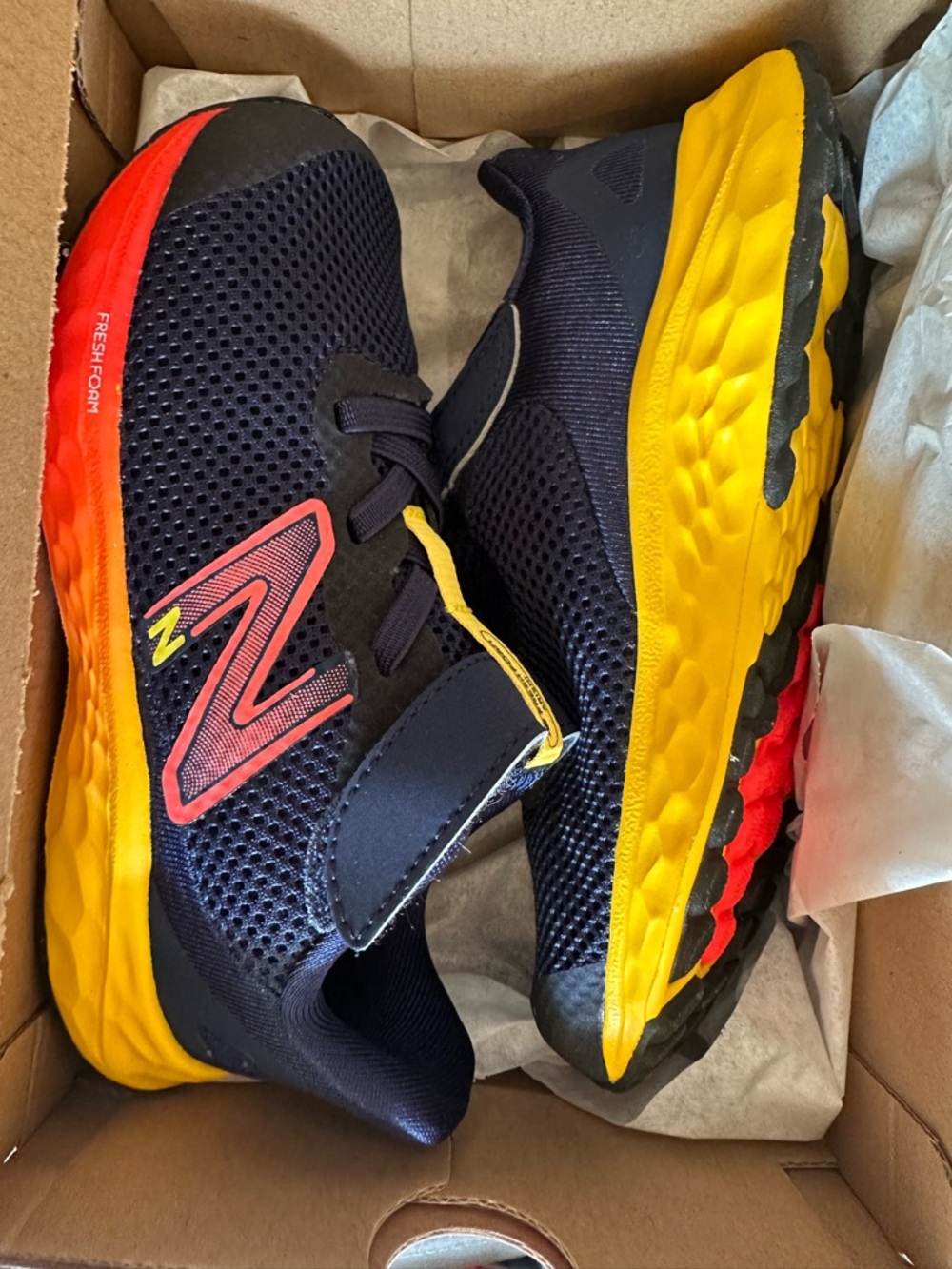 New Balance Kids Navy, Yellow & Red Athletic Sneakers